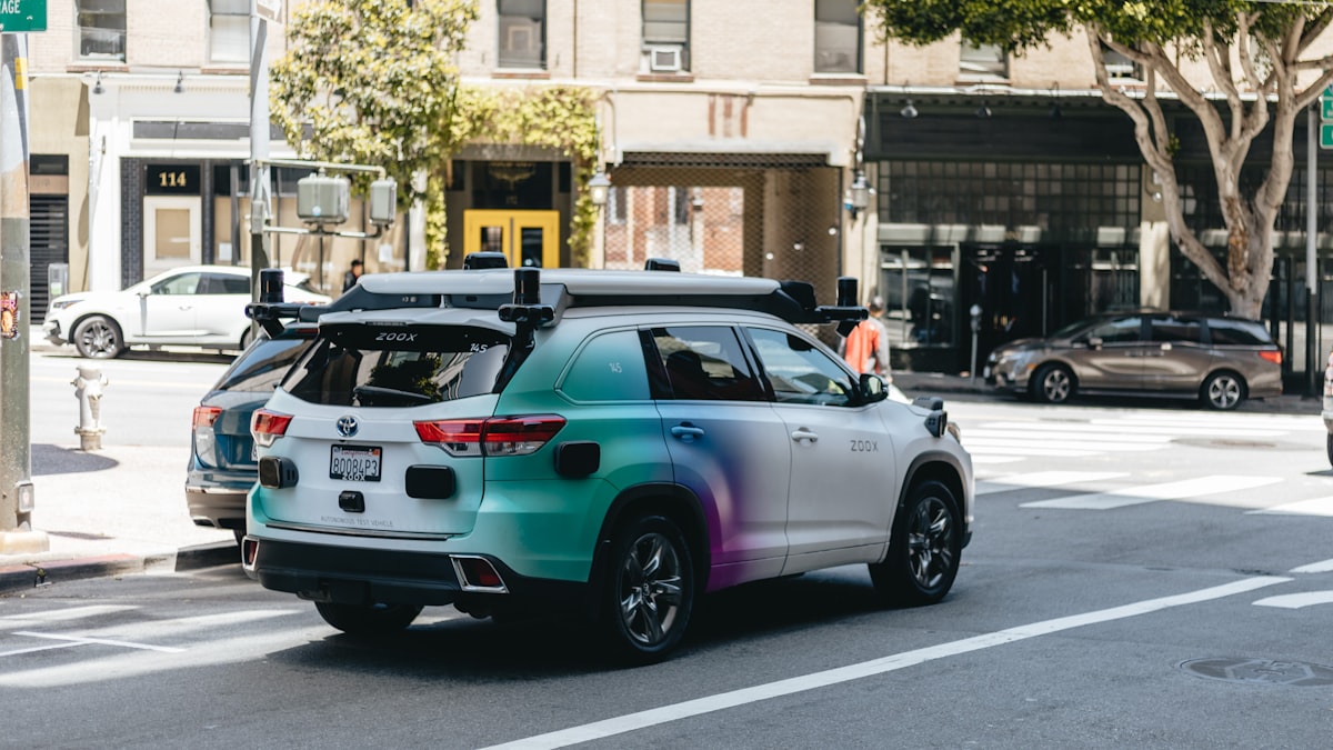 Self-driving car on a city street